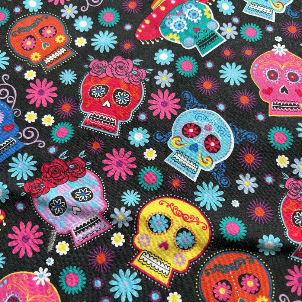 Smart Scrubs Festive Skull and Floral Print Top